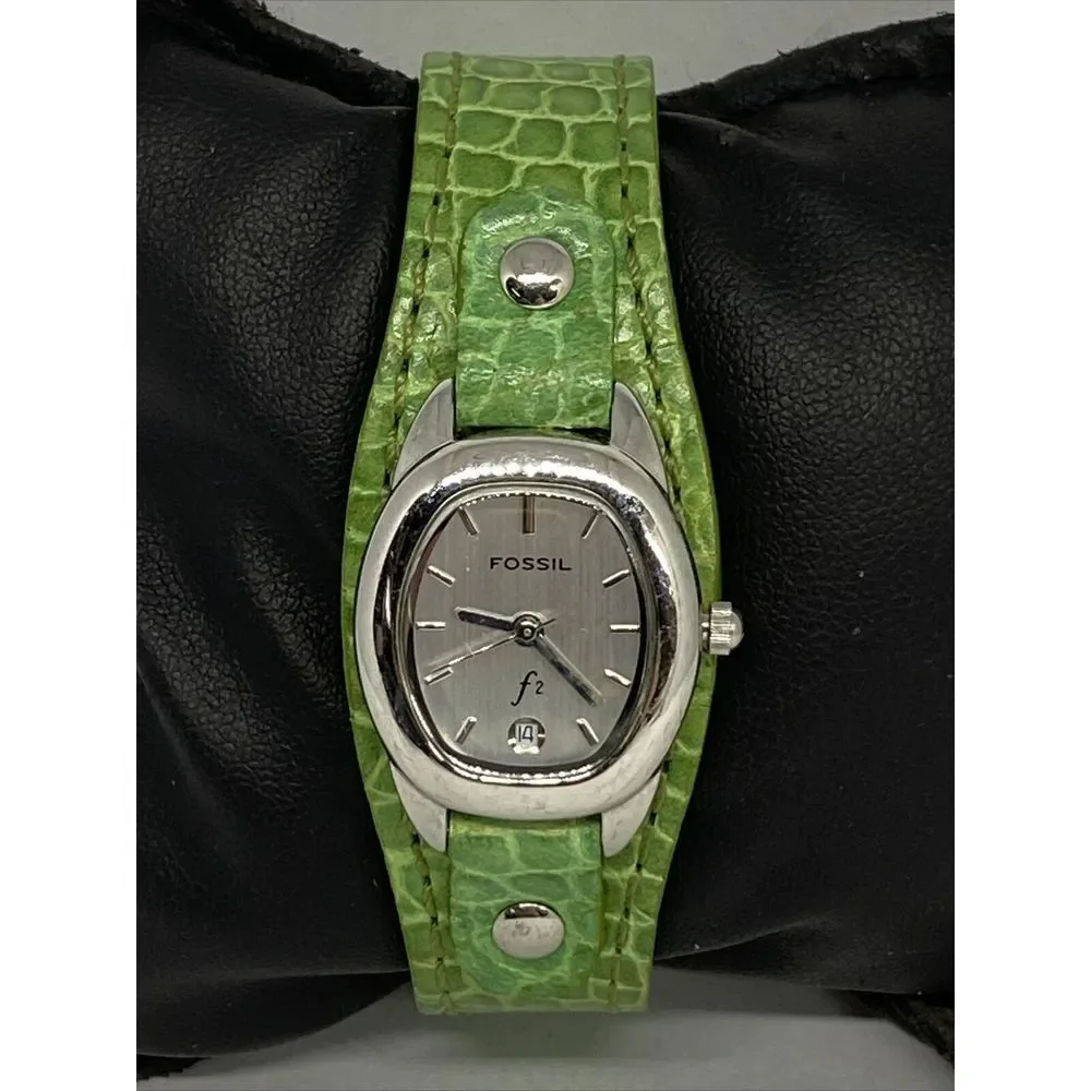 Fossil ES9934 Women's Green Leather Analog White Dial Quartz Genuine Watch XX410